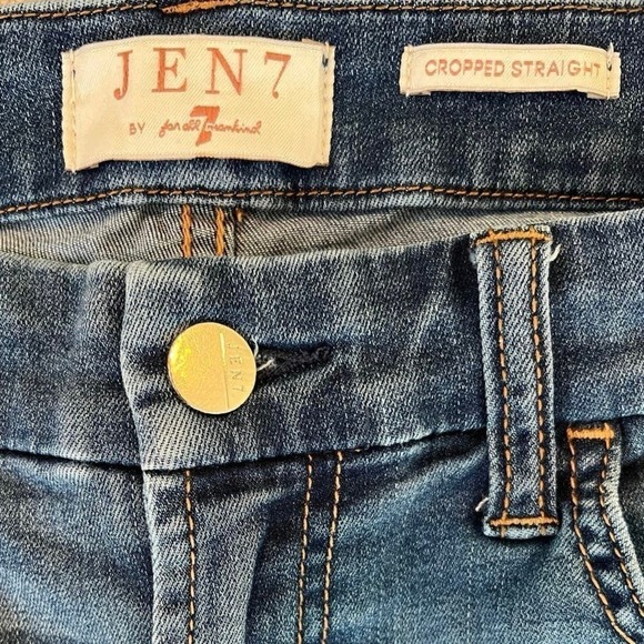 Jen7 by 7 for All Mankind Cropped Straight Fringe Hem Jeans Size 8 - Picture 12 of 12